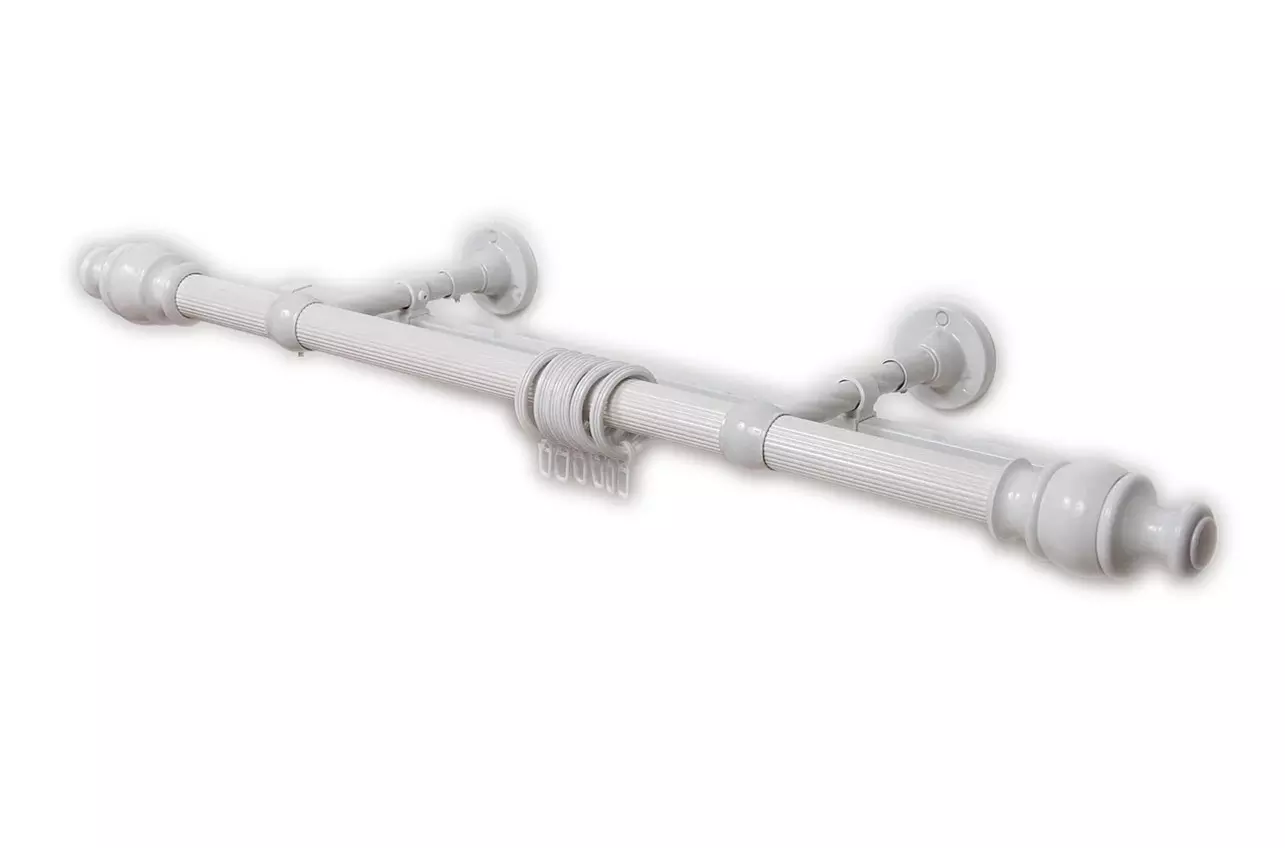 Карниз для штор 360 см двухрядный круглый металл белый d=28 мм
