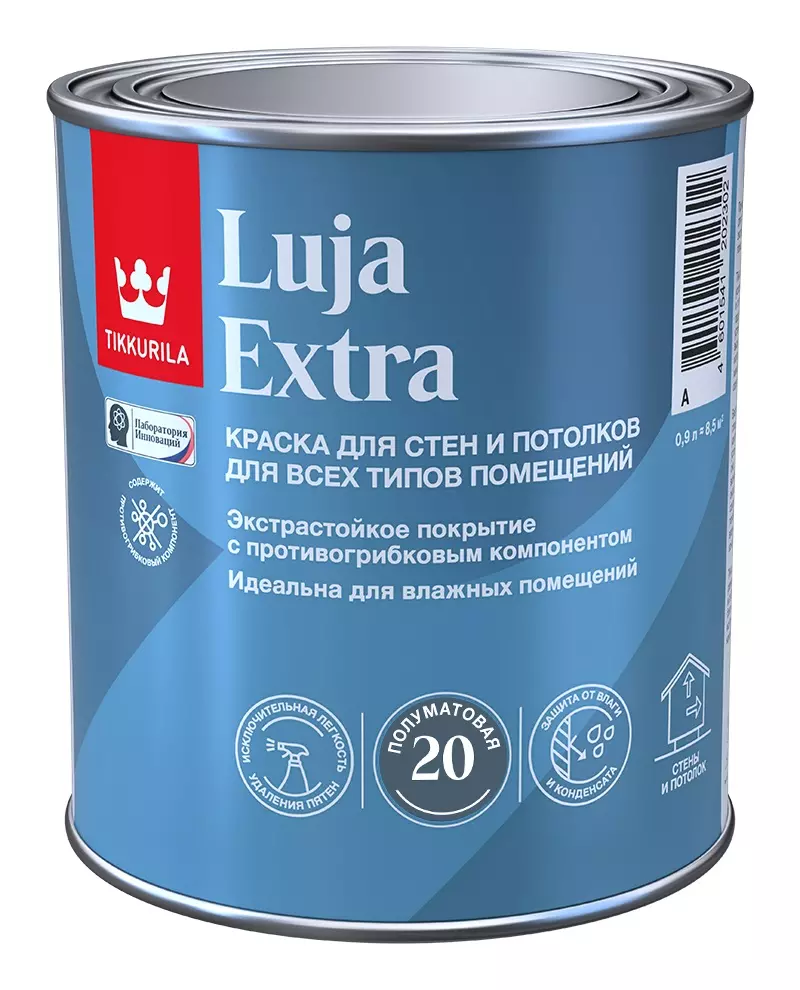 Краска влагостойкая Tikkurila Luja Extra полуматовая белый 0,9 л