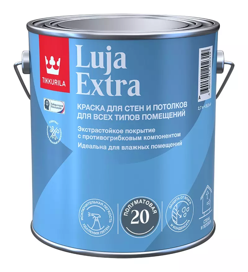Краска влагостойкая Tikkurila Luja Extra полуматовая белый 2,7 л