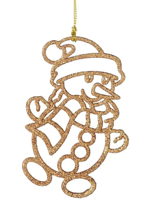 Новогоднее подвесное украшение Снеговик в золоте из полипропилена / 0,2x8x11,5см 89105