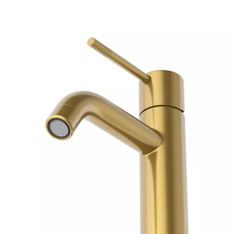 Смеситель для раковины, золото брашированное CEZARES RELAX-LS1-BORO с донным клапаном, нерж. сталь