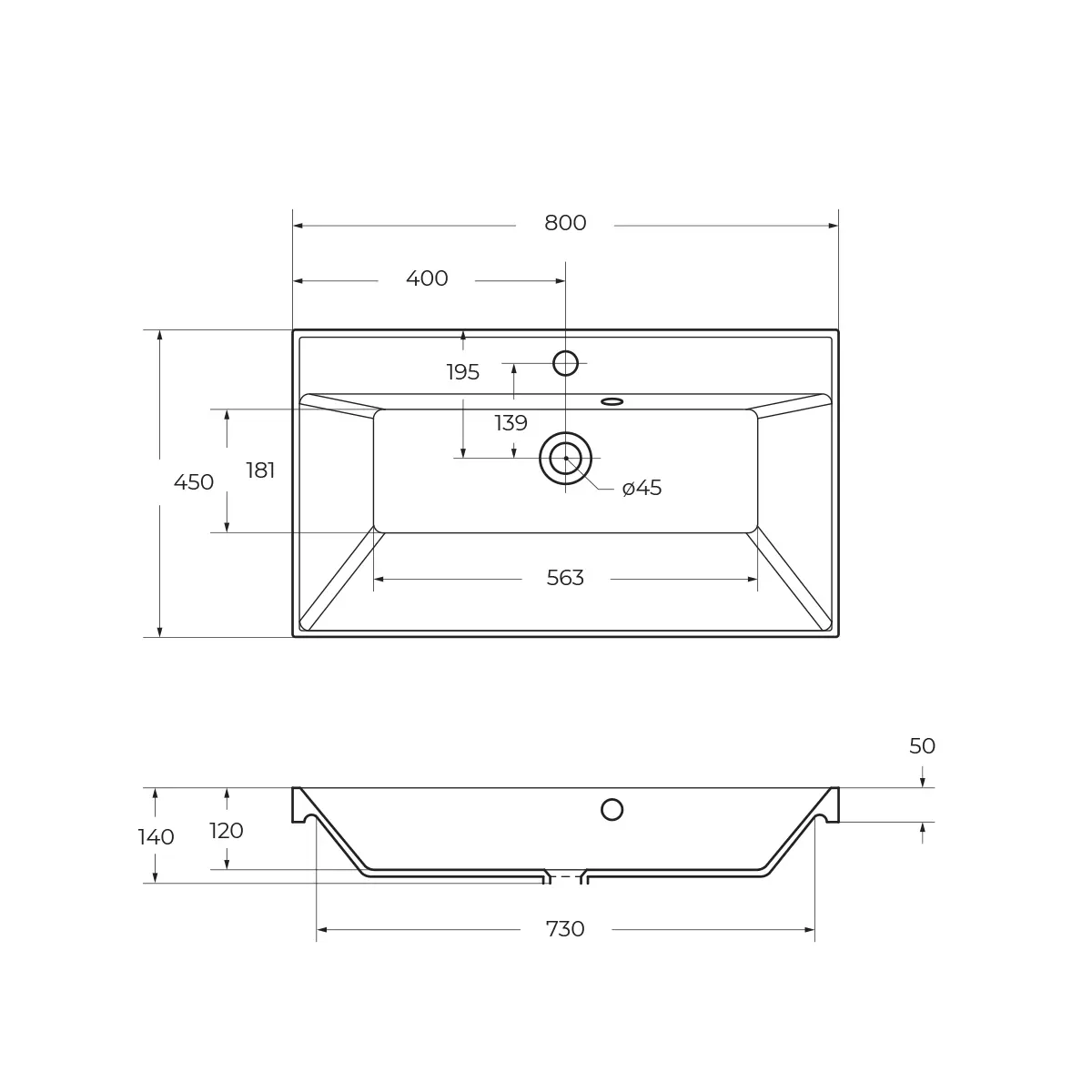 Раковина из литьевого мрамора BelBagno BB800/450-LV-MR-AST (продается только с тумбой)