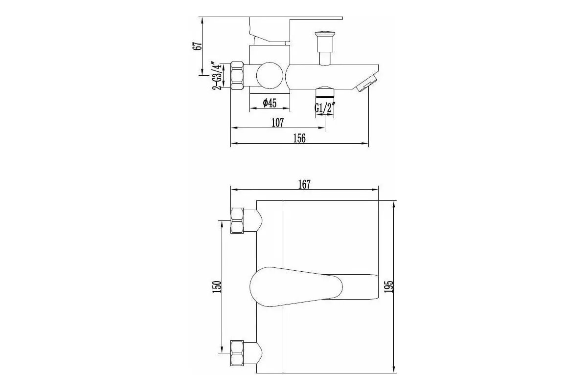 Смеситель для ванны, короткий излив, никель, c акс. ESKO Orlando OL 54, нерж. сталь