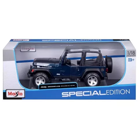 Машинка die-cast Jeep Wrangler Rubicon 31531GY 1:18, открывающ. двери, тёмно-синяя 31663BU
