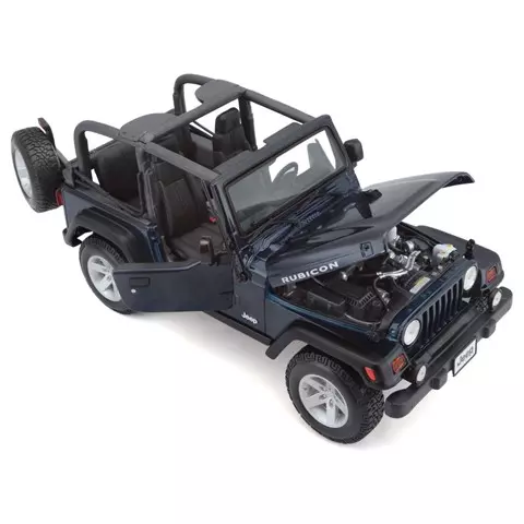 Машинка die-cast Jeep Wrangler Rubicon 31531GY 1:18, открывающ. двери, тёмно-синяя 31663BU