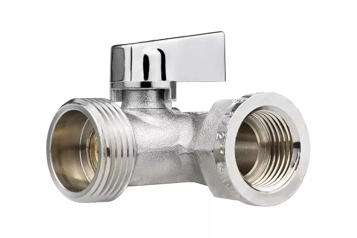 Кран шаровой трёхпроходной для бытовой техники 1/2&quot; х 3/4&quot; х 1/2&quot; в/НР, никел.латунь, ГОСТ, MPF