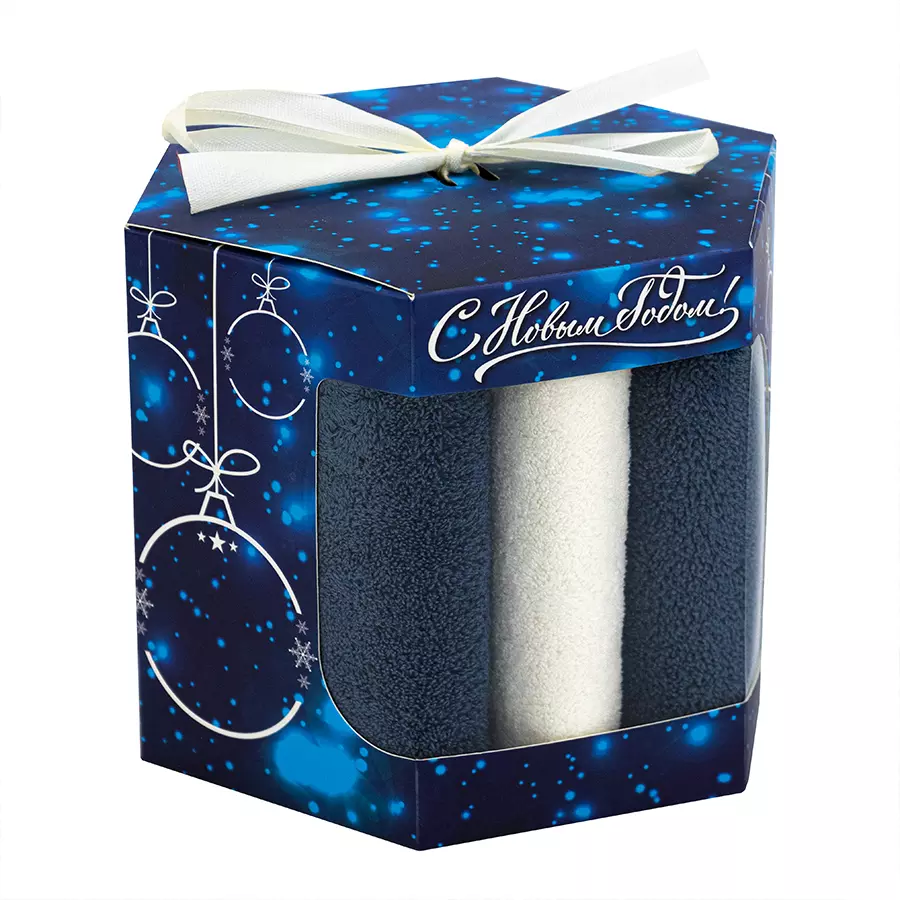 Набор салфеток 30*50 см 3 шт Новогодний м9089 синий Bravo