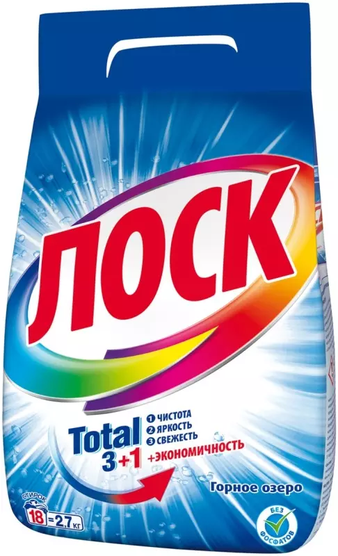 Стиральный порошок автомат ЛОСК Горное озеро для белого 2,7 кг