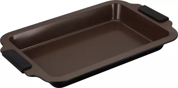 Противень 365 х 230 х 35 мм, силикон ручки , "ЛЕГКО коричневый" REGENT inox 64-009