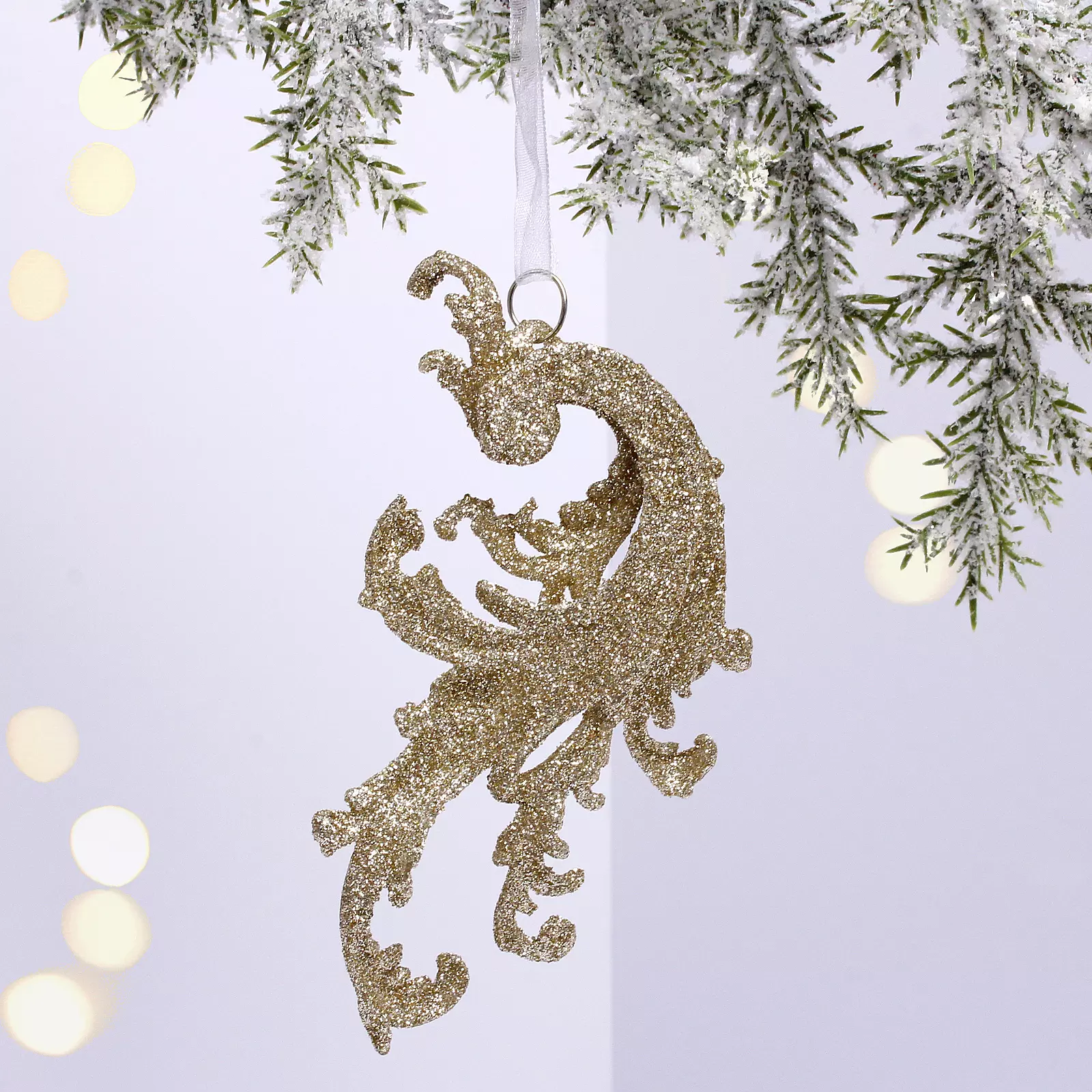 Елочное украшение Зимние узоры 7х13 см темное золото 916-1192