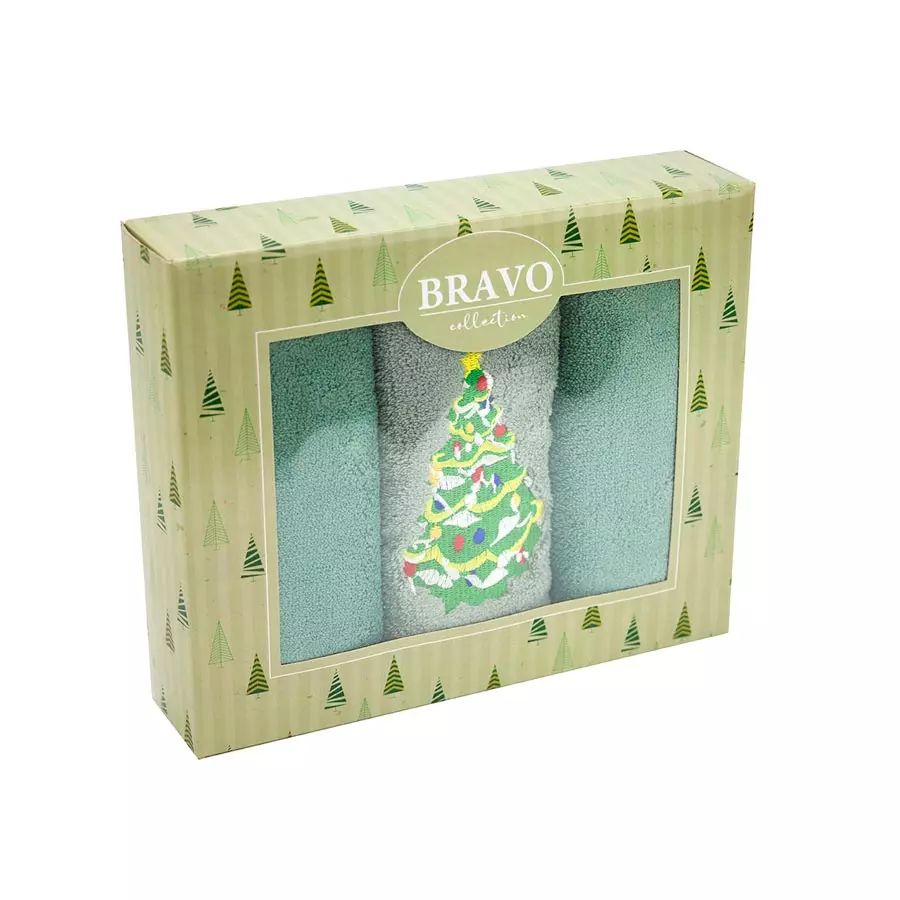 Набор полотенец для кухни 30*50 см 3 шт микрофибра Ёлочка м0939 Bravo