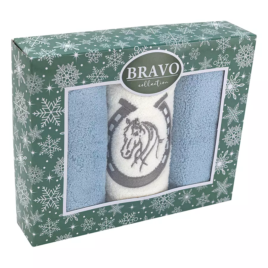 Набор полотенец для кухни 30*50 см 3 шт микрофибра Символ года м9060 Bravo