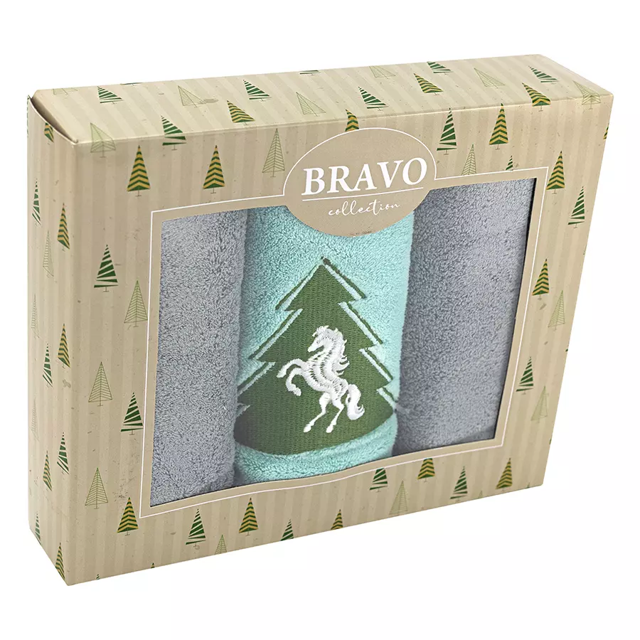 Набор полотенец для кухни 30*50 см 3 шт микрофибра Символ года м9061 Bravo