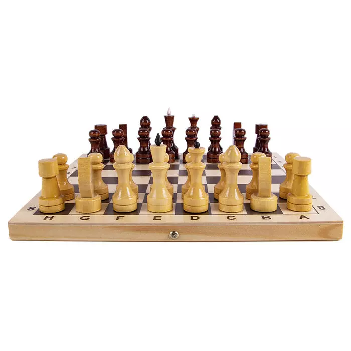Шахматы обиходные лакированные с темной доской 290*145*38, Р-11