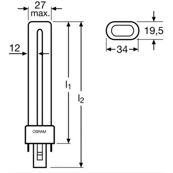 Лампа люминесцентная G23 220В 11Вт 4000К OSRAM DULUX 4099854123382