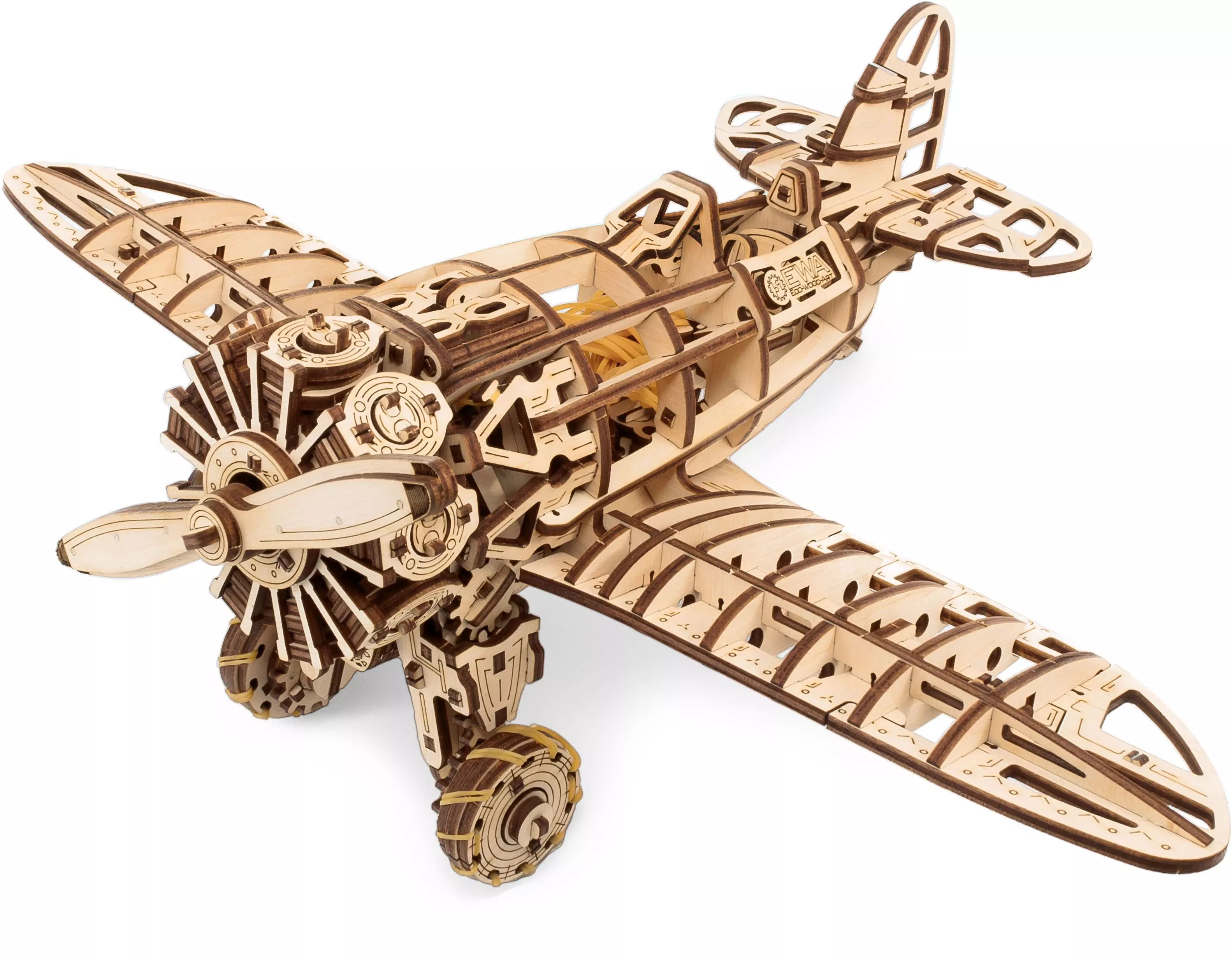 Сборная модель деревянная Самолет с мотором механический Eco Wood Art EPlane