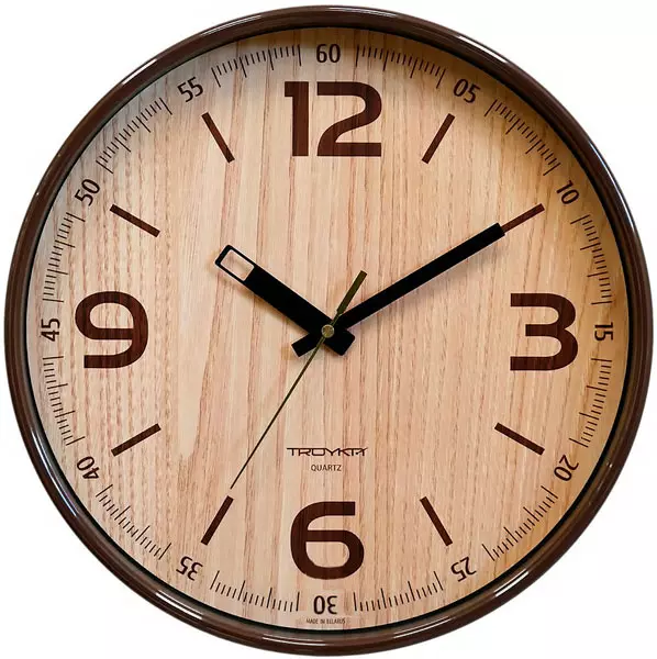 Часы настенные 305мм пластик коричневые TroykaTime 77774731