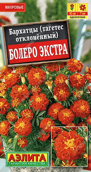 Семена цветов Бархатцы (тагетес отклоненный) Болеро экстра. АЭЛИТА Ц/П 0.3г