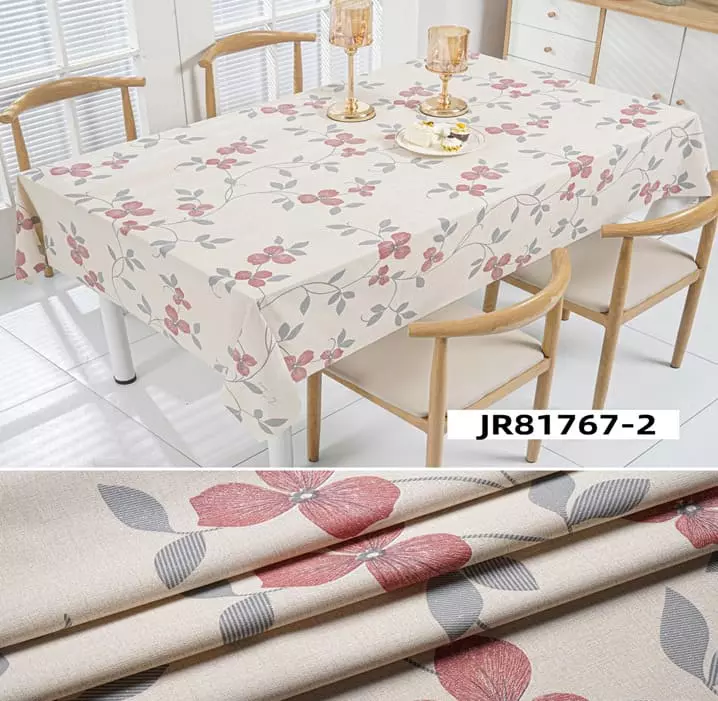 Клеенка на стол на тканевой основе ширина 140 см бело-красная Eleganta Dekorelle