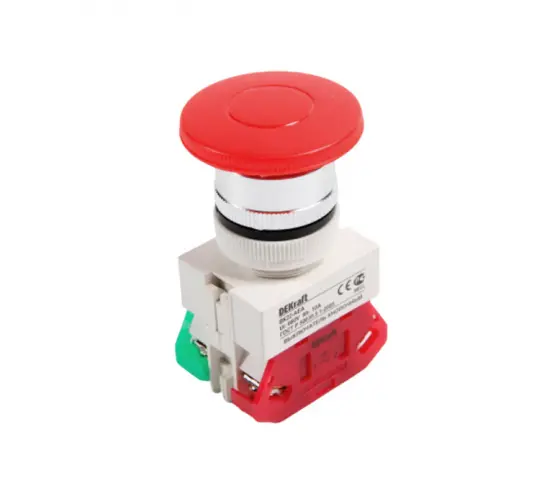 Выключатель кнопка грибок Dekraft 25024DEK AEA диам.22 мм красный 220В ВK-22