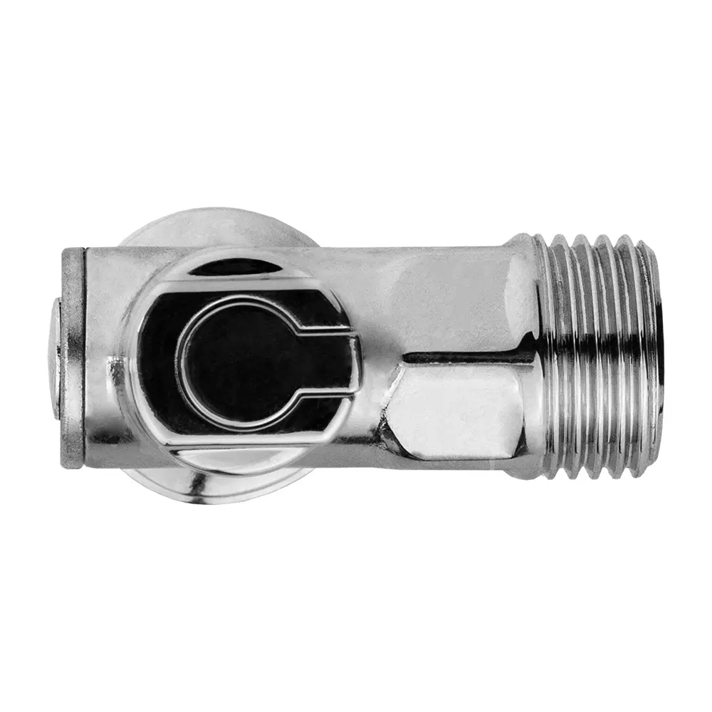Кран шаровой угловой для бытовой техники 1/2&quot; х 3/4&quot; НР, (ручка сверху) ХРОМ-POLISH.латунь,ГОСТ, MPF