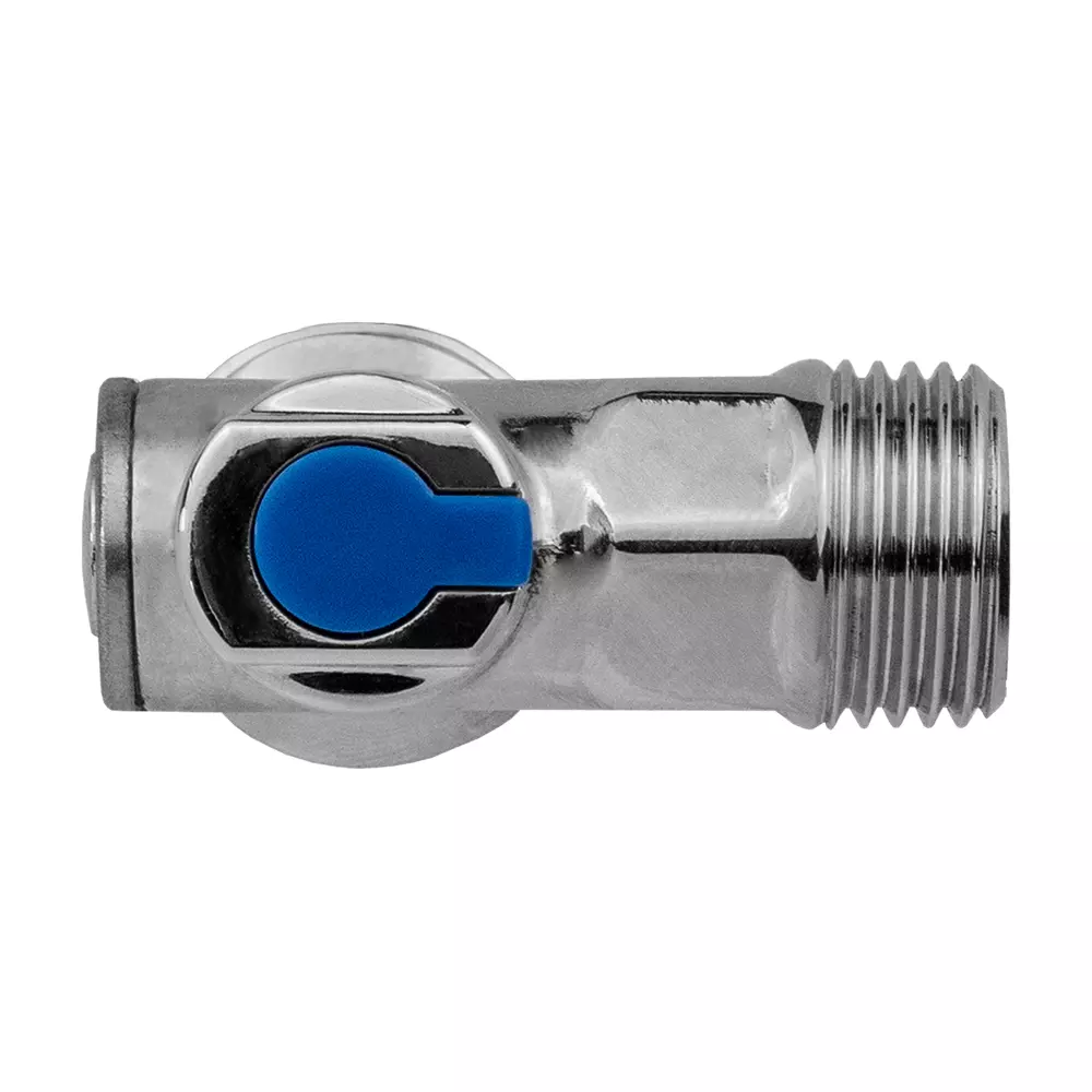 Кран шаровой угловой для бытовой техники 1/2&quot; х 3/4&quot; НР, (ручка сверху) ХРОМ-POLISH.латунь,ГОСТ, MPF