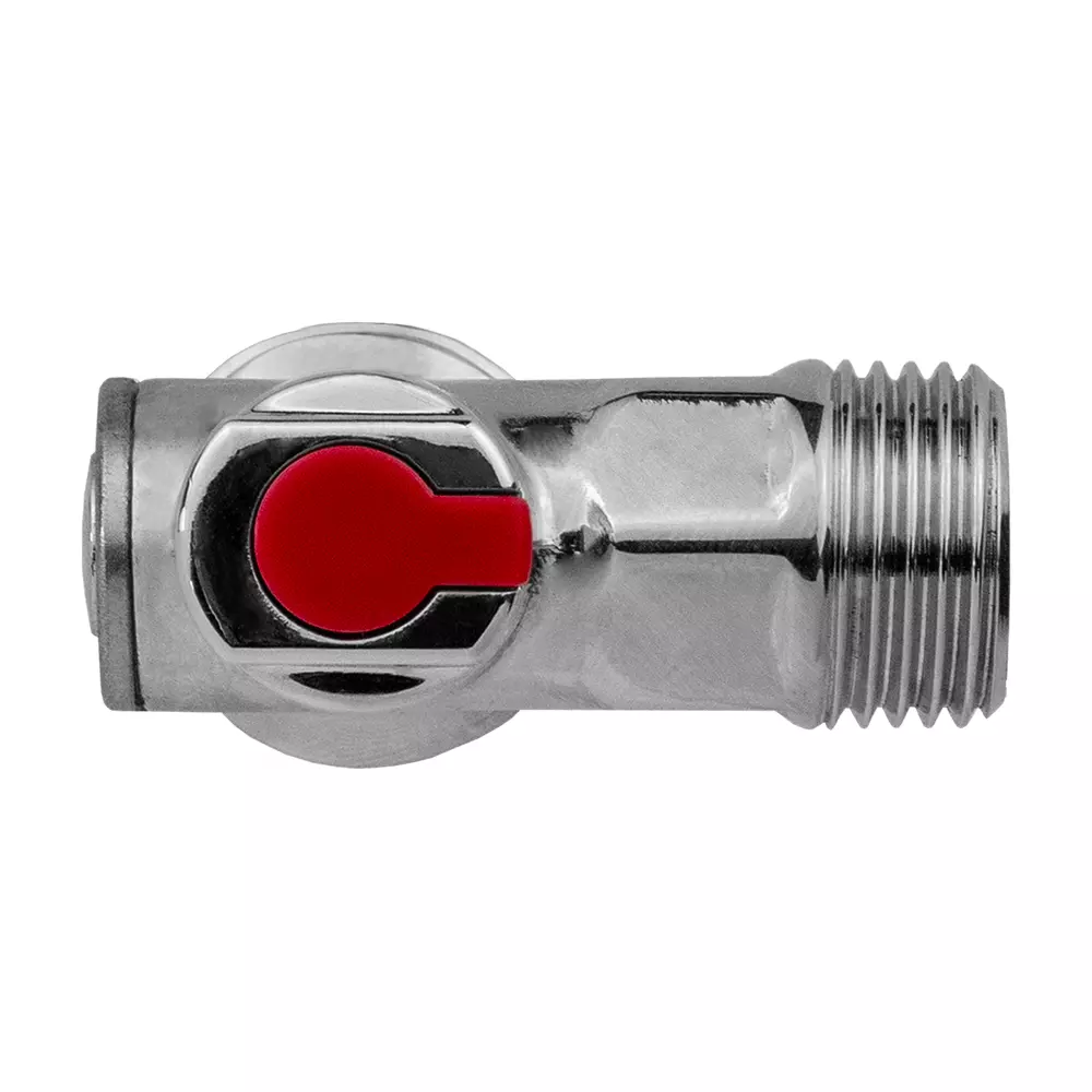 Кран шаровой угловой для бытовой техники 1/2&quot; х 3/4&quot; НР, (ручка сверху) ХРОМ-POLISH.латунь,ГОСТ, MPF