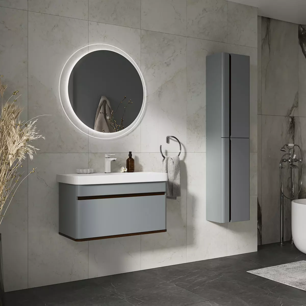 Подвесная тумба с раковиной 80 см EQUIL Elegante/Элеганте T8 Мэйджик/Дуб голиано + рак. Найс 80, tpELGNT80.1Y (9595)-24.26