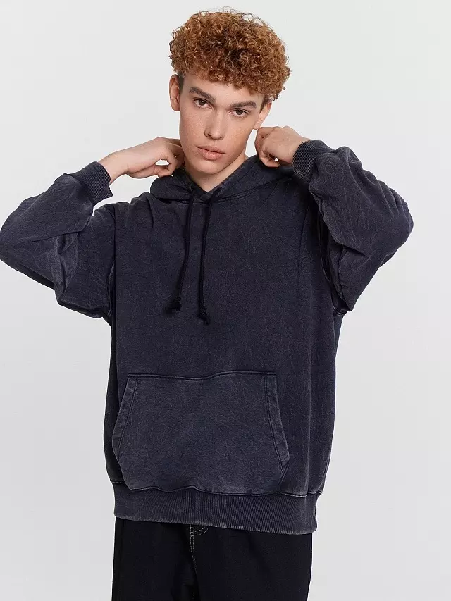 Худи мужское Mark Formelle 121896 ACID WASH черное олово, р-р 100-170/176 (50 / L)