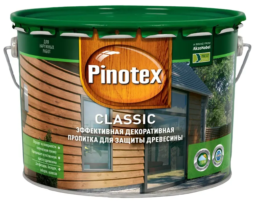 Пропитка Pinotex Classic тик 9 л., для наружных работ