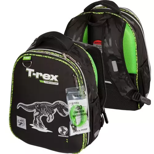 Рюкзак &quot;deVENTE. Choice Lite. T-Rex&quot; школьный жесткий 38x29x17 см (17 л) вес 880 г, 1 отделение на м