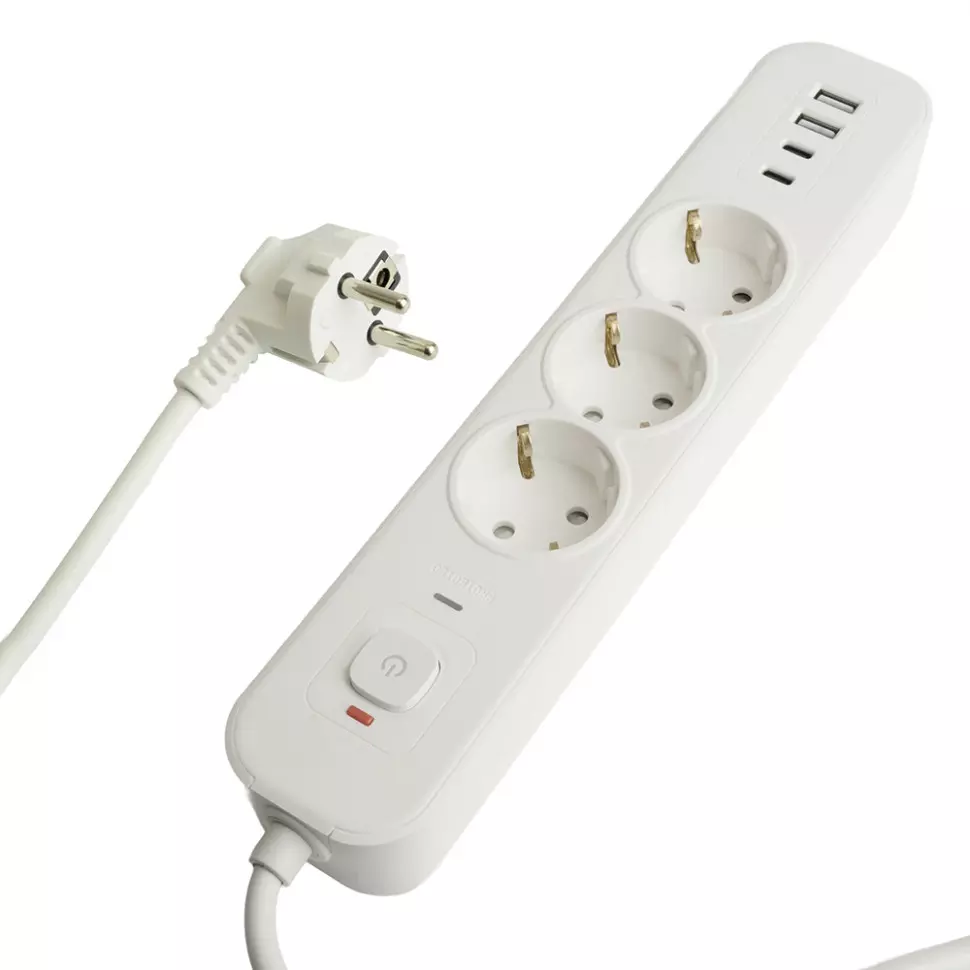 Сетевой фильтр STEKKER 3 розетки +2 USB +2 Type-C 3 метра 3520Вт 50100