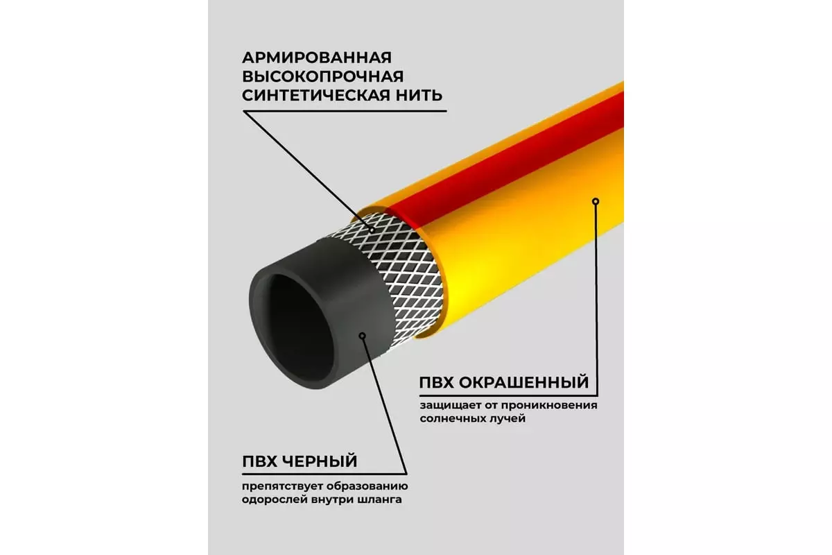 Шланг поливочный 1/2" 25 м армированный, 3-х слойный,, 6-15 бар "Акварель""В приДАЧУ" 1210162