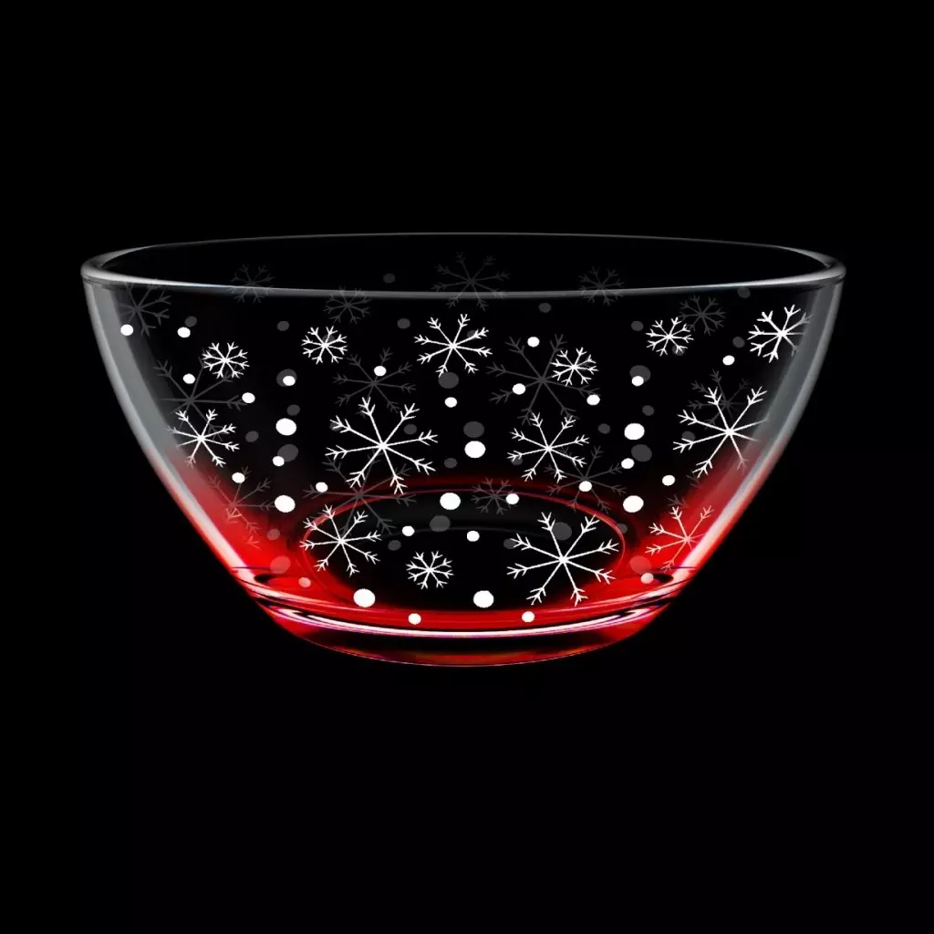 Салатник 250 мл, 11 см, стекло, &quot;Снегопад&quot;(красный), арт.322/1-ГН9