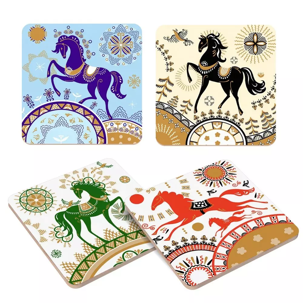 Подставка под горячее &quot;Сивка-Бурка&quot; 14х14 см, дерево (хдф) 4 диз., 88.551