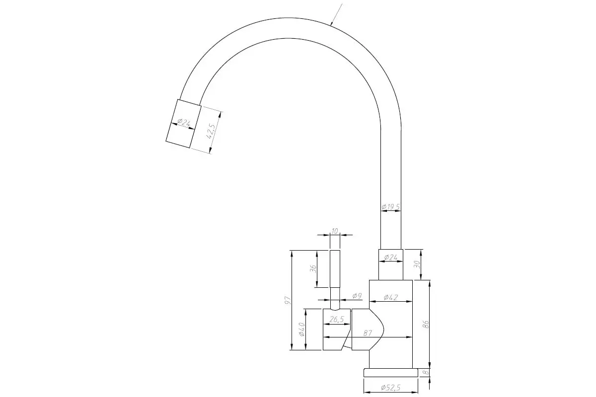 Смеситель для кухни, гибкий излив, черный/сатин, ESKO Snake K44 B, нерж. сталь,