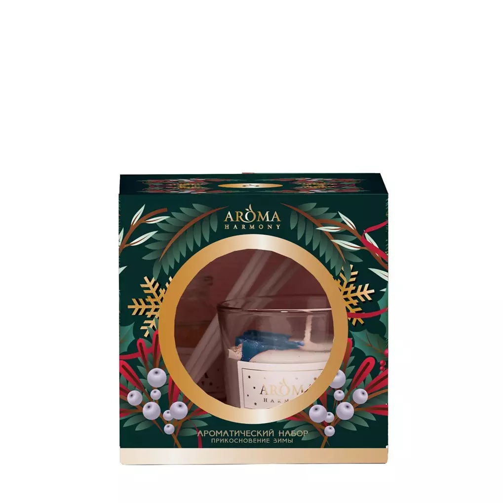 Новогодний подарочный набор Aroma Harmony Прикосновение зимы (свеча + диффузор 30 мл)