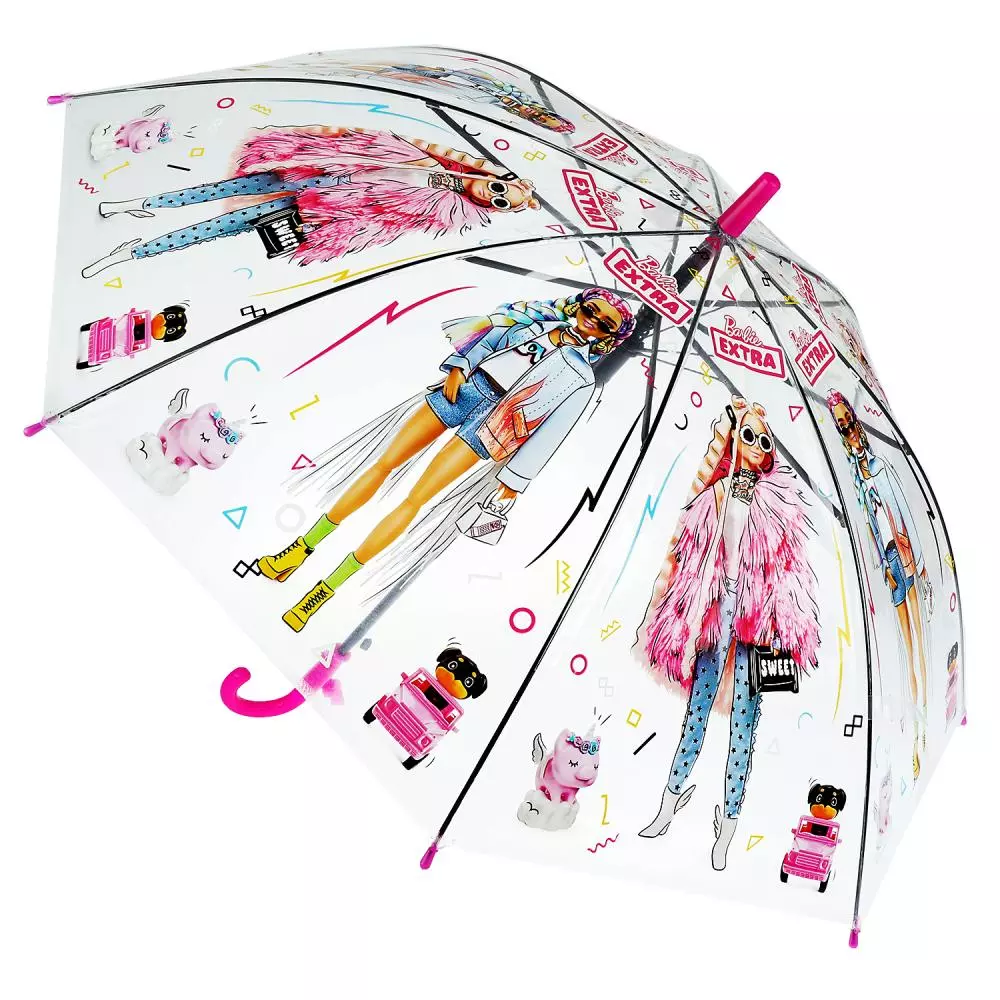 Зонт детский БАРБИ r-50см, прозрачный, полуавтомат ИГРАЕМ ВМЕСТЕ