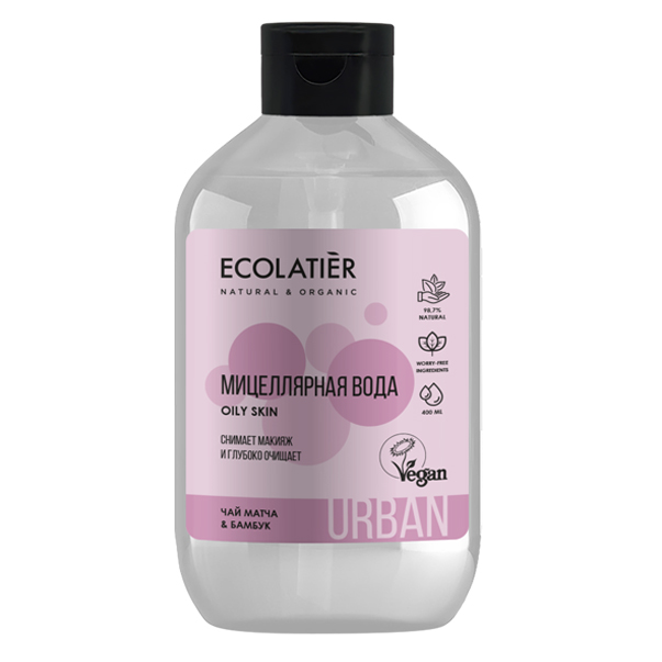 Мицеллярная вода для снятия макияжа Ecolatier Urban Чай МАТЧА и БАМБУК, 400мл