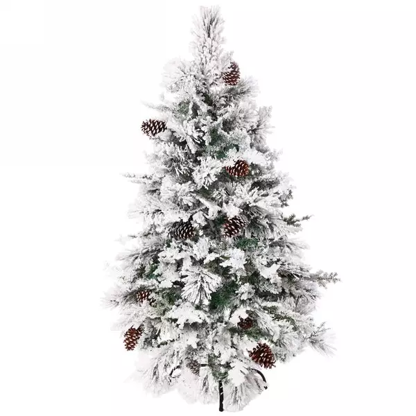 Искусственная елка 240 см, Кружевница, ПВХ+Леска с Шишками белая снежная посыпка