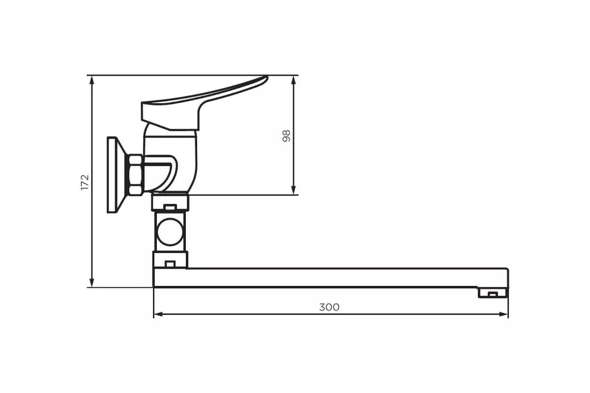 Смеситель для ванны, длинный излив 32 см, хром Dorff Norma D1095000