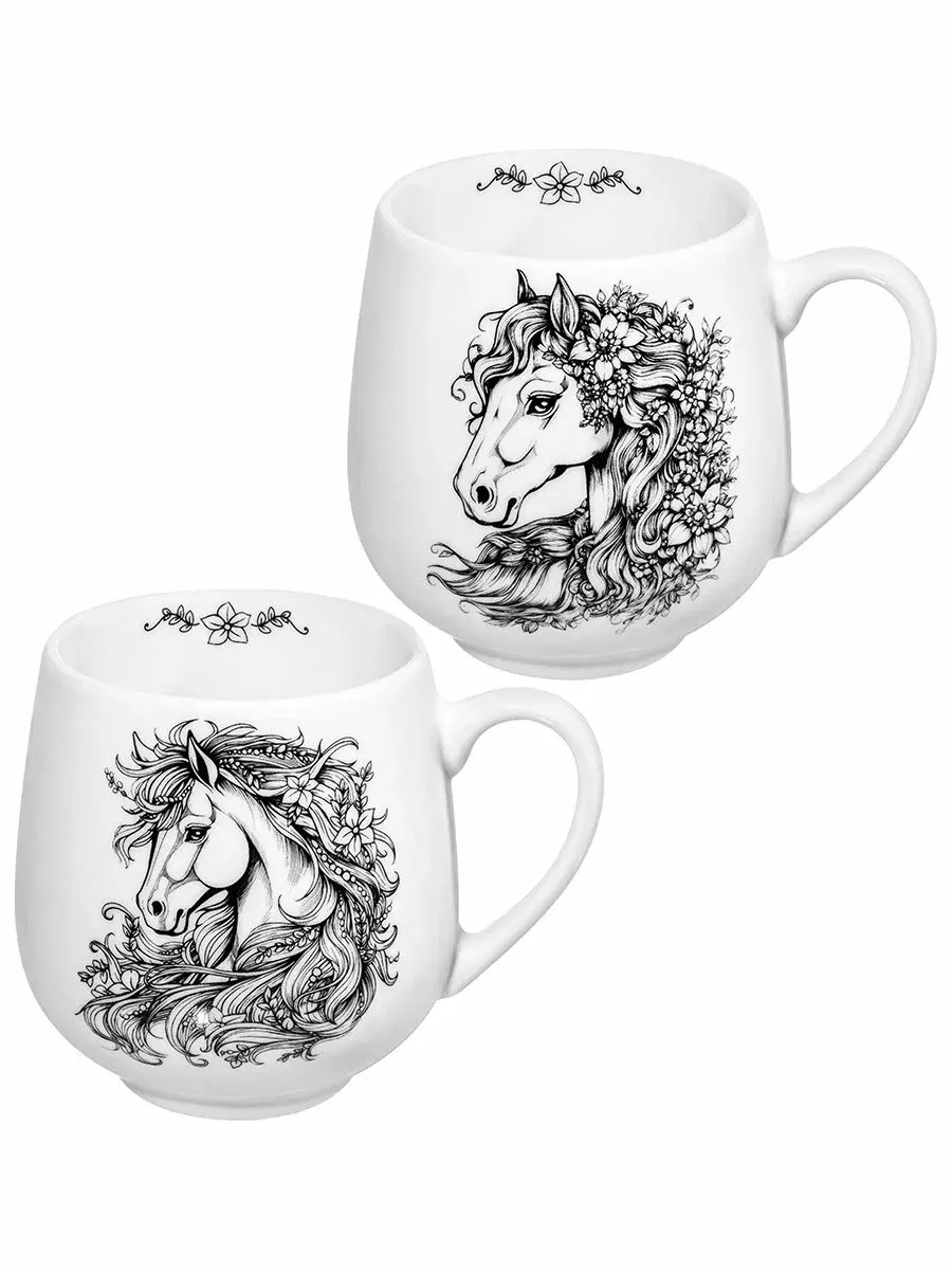 Набор 2 кружек 530 мл &quot;Лошадки&quot;, фарфор, 13,5х10,5х10,7 см 
