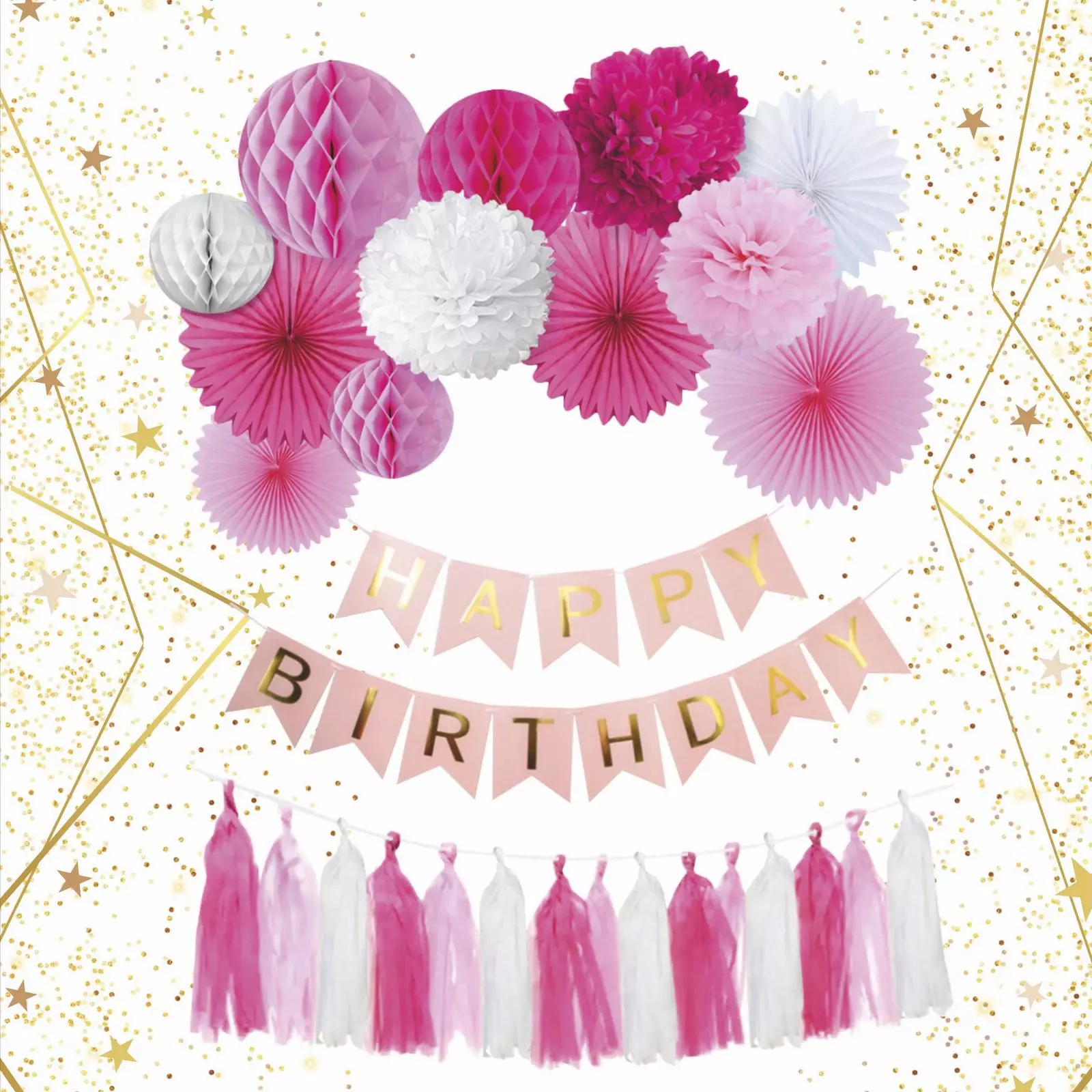 Набор для фотозоны Праздничный карнавал 14 шт фуксия/розовый/белый 219-171