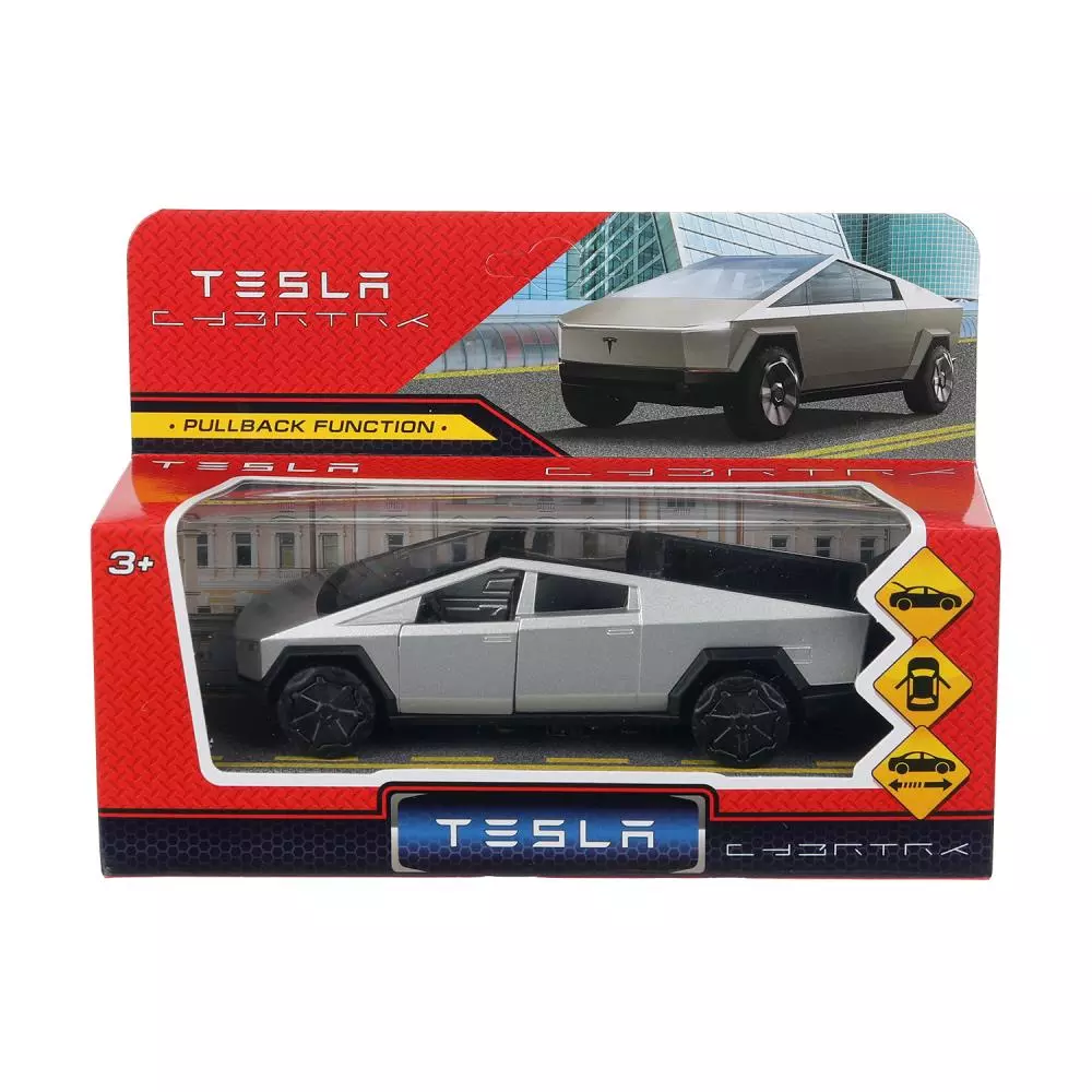 Автомобиль Tesla Cybertruck 13,7см металл серебристый Технопарк CYBERTRCK-12-GY