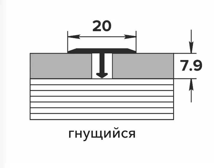 Порожек стык Т-образный 20 мм, 2,7 м, дуб мелфорд грей, Лука ЛС 10.2700.4046