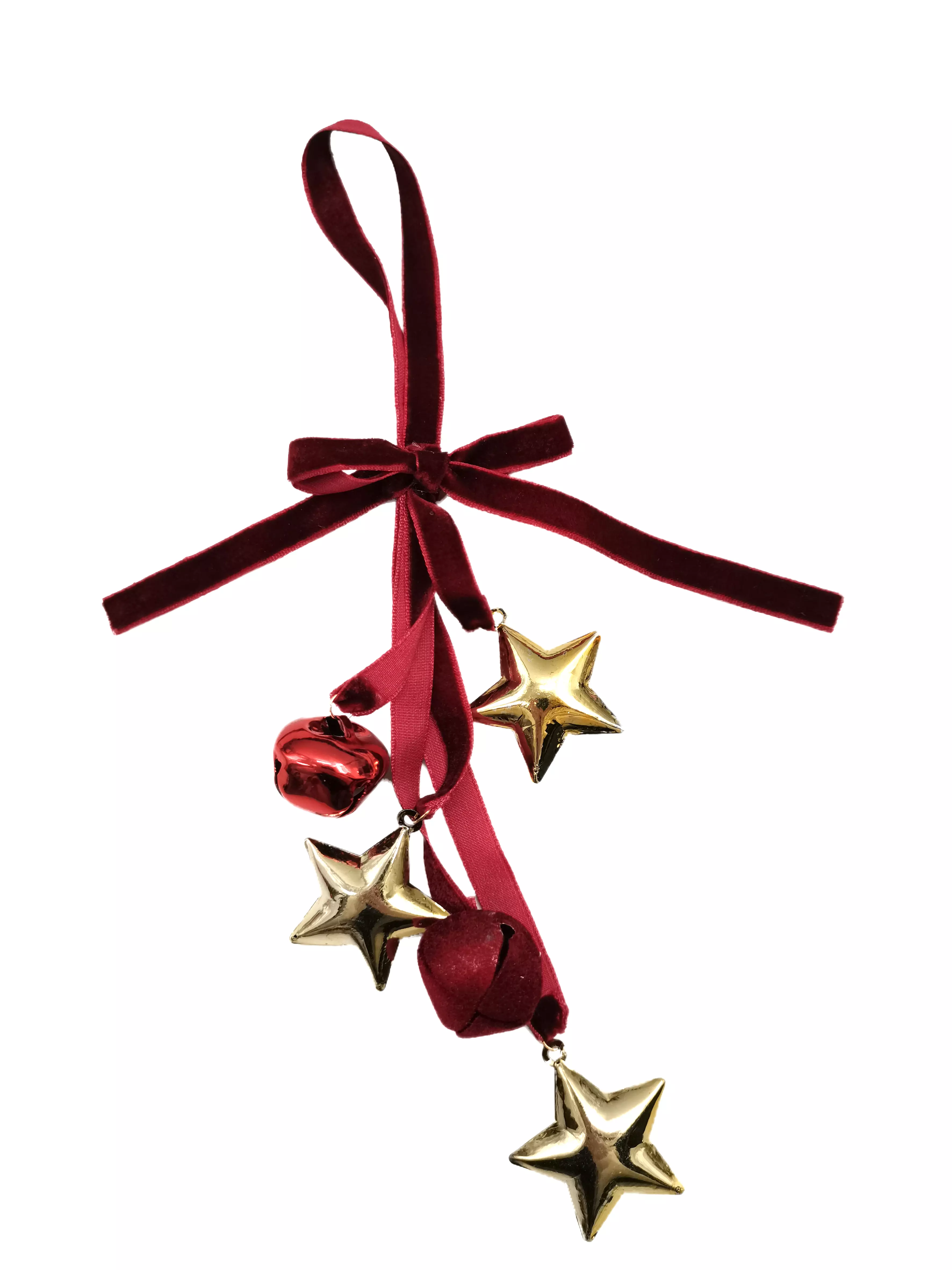Новогоднее подвесное украшение Звездочки на ленте (полиэстер, ч/металл) / 19,5x7,5x3,5см 91025