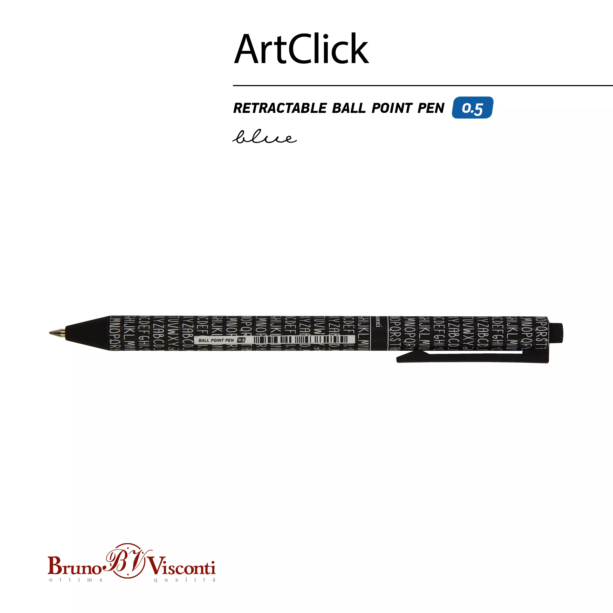 Шариковая ручка автоматическая BrunoVisconti ArtClick. Буквы, 0.5 мм, синяя