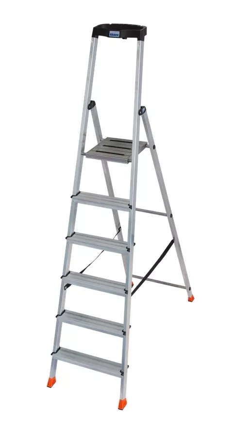 Стремянка алюминий проф 6ступеней Krause SAFETY 128966 с большой полкой