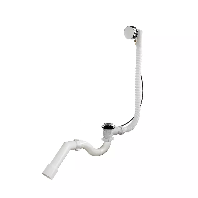 Сифон для ванны 1 1/2&quot;х40, полуавтомат, перелив , переходная труба (45 гр) 40-40/50, ORIO А-23087