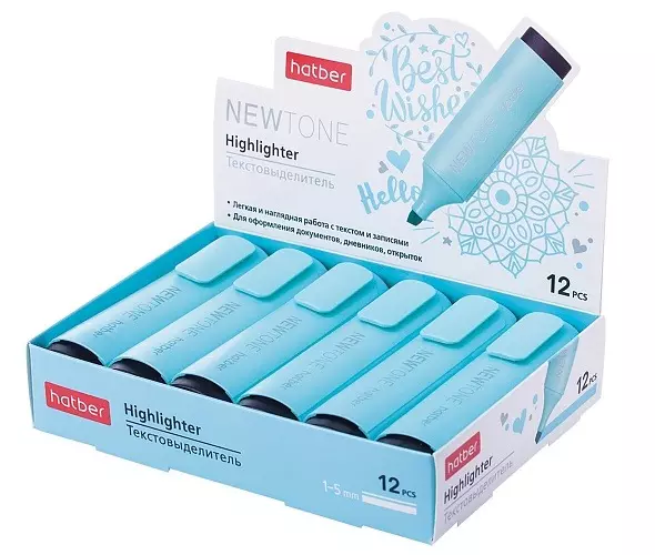 Текстовыделитель пастельный БИРЮЗОВЫЙ, 1-5 мм линия, Hatber NEWtone HL_060874 pastel